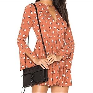 Free People Tegan Printed Dress Orange Combo